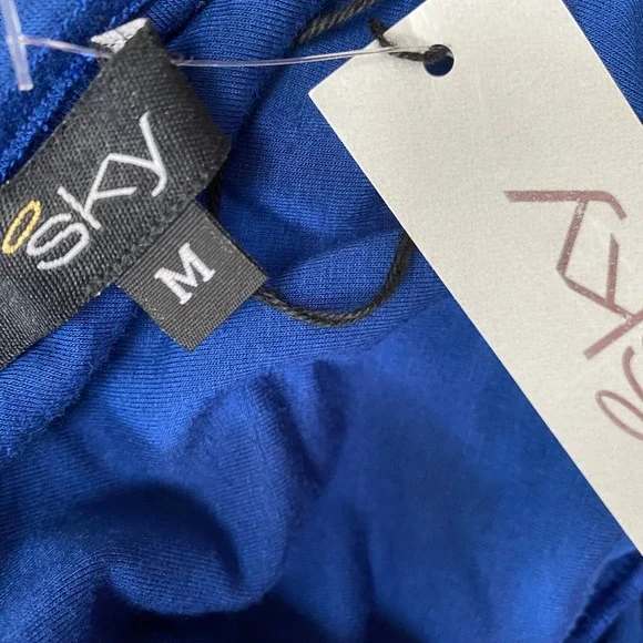 NEW Sky Women's Strapless Beaded Rhinestone Empire Waist Top Blue Medium - Picture 4 of 4